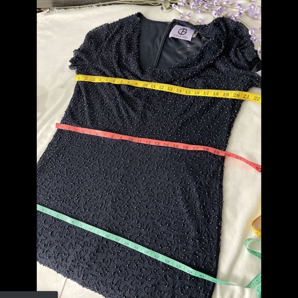 NWT JS Collection Cowl Neck Beaded Mesh Gown 16 - Picture 12 of 12